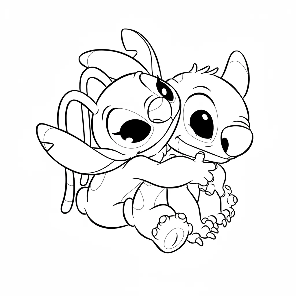 Stitch Y Angel 4 para colorear para imprimir para niño de 4 años