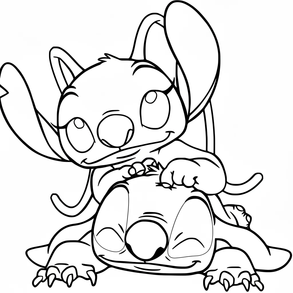 Stitch Y Angel 5 para colorear para imprimir para niño de 9 años