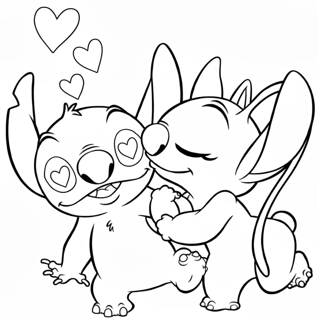 Stitch Y Angel 7 para colorear gratis para imprimir