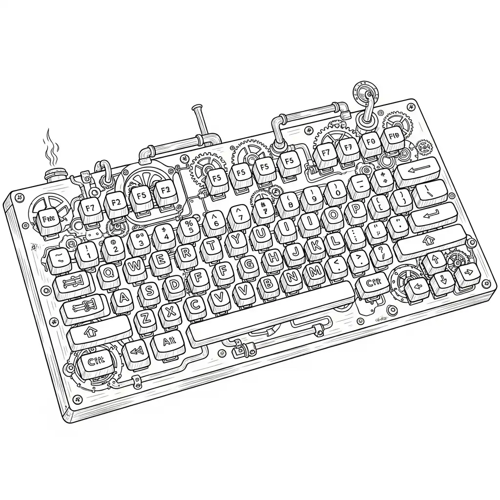 Teclado para colorear gratis para imprimir 1