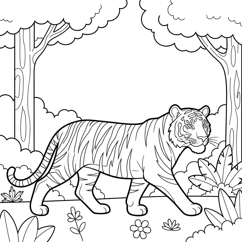 Tigre 12 para colorear gratis en línea