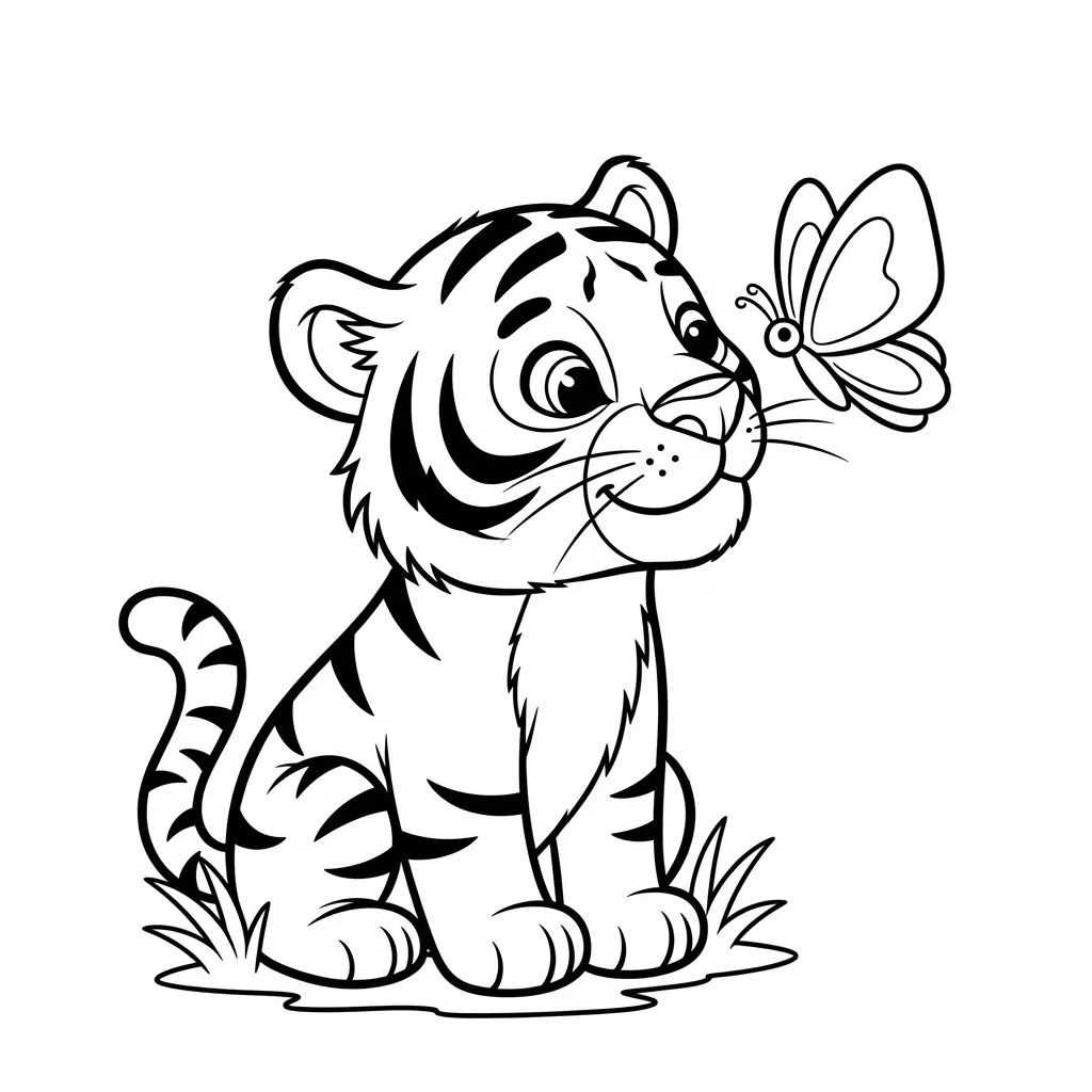 Tigre 15 para colorear para bebé para imprimir