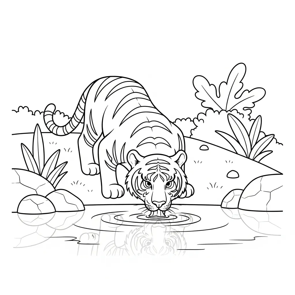 Tigre 17 para colorear para niño de 4 años