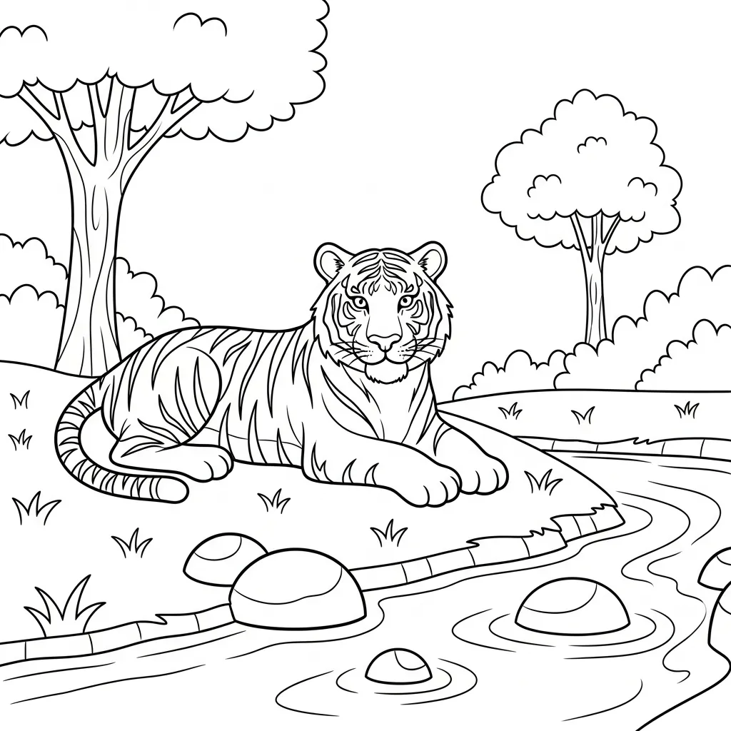 Tigre 8 para colorear y recortar para imprimir