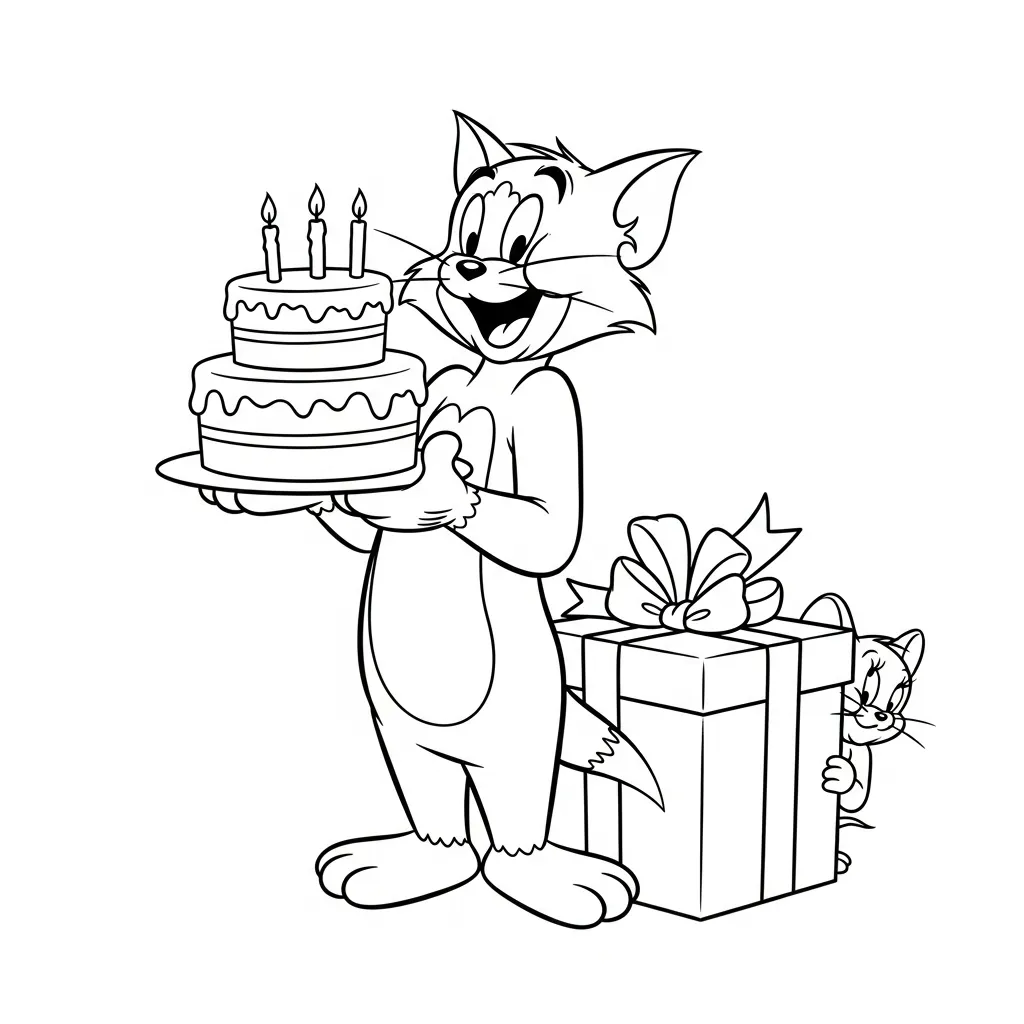 Tom y Jerry 12 para colorear para imprimir kawaii