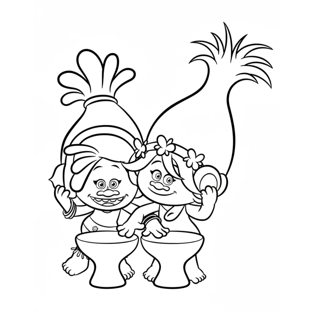 Trolls 15 para colorear para bebé para imprimir