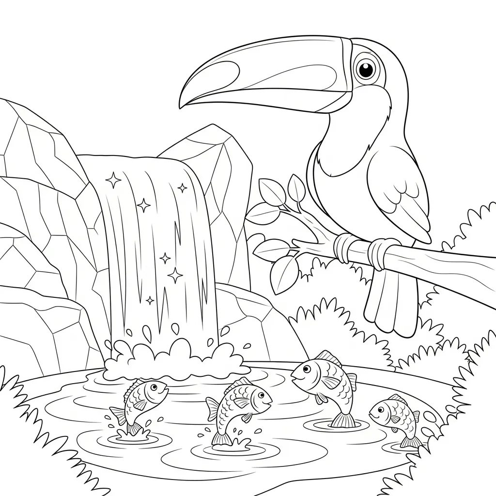 Tucan 5 para colorear gratis para niños