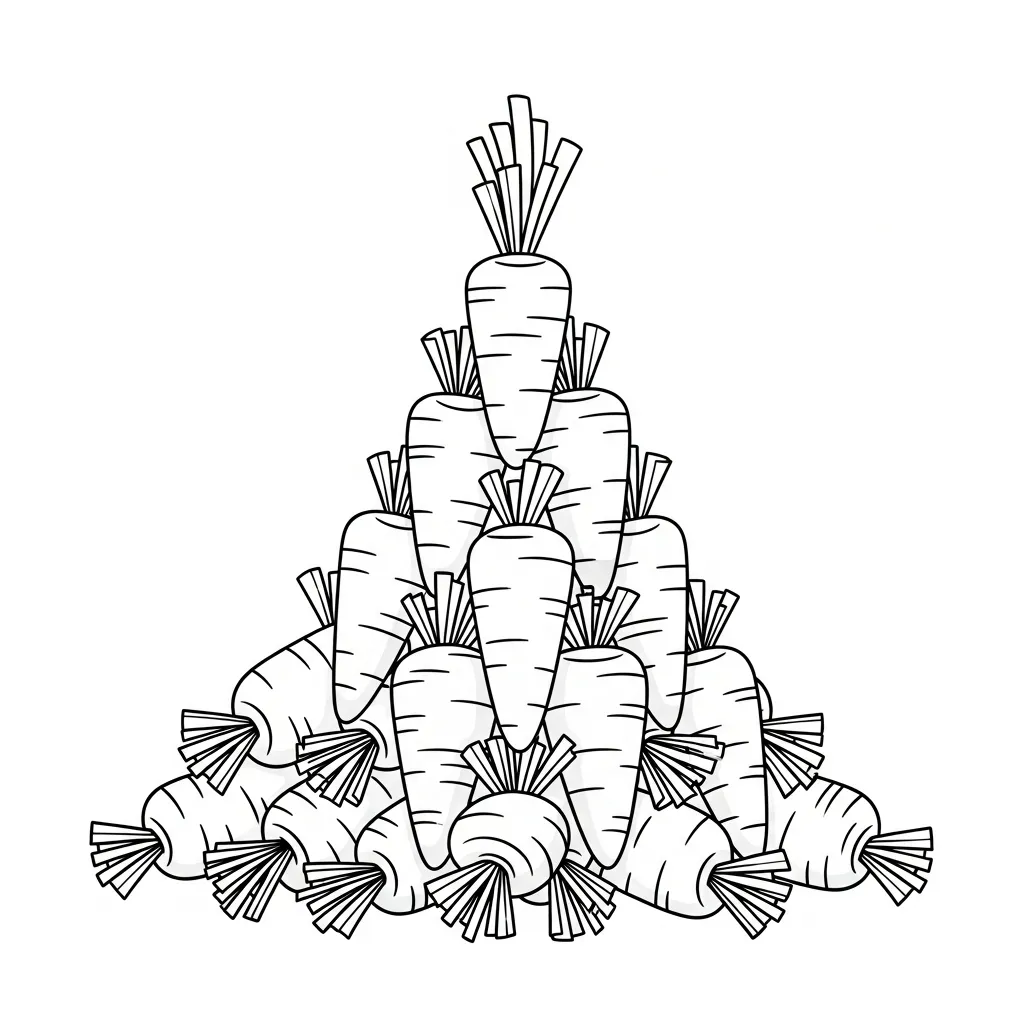 Zanahorias 10 para colorear para imprimir para niño de 3 años