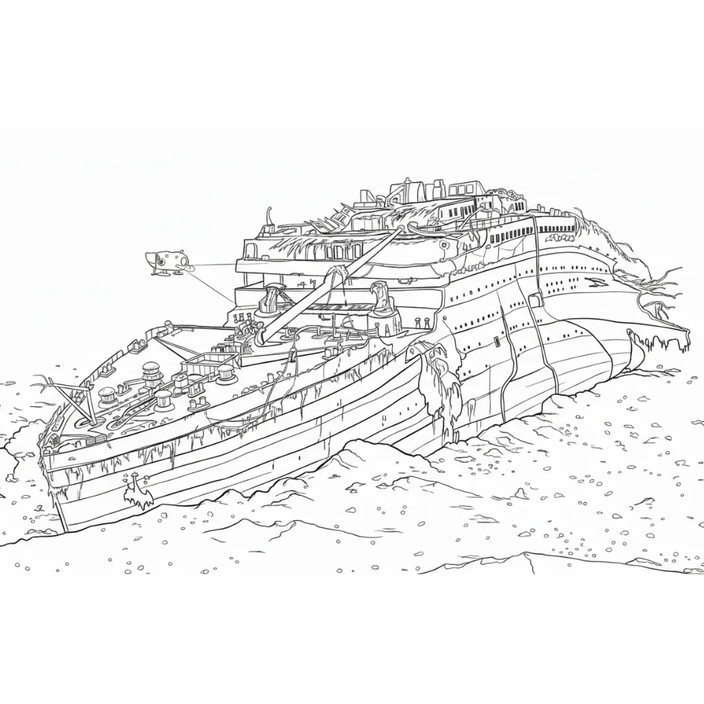 Titanic 9 para colorear para niños para imprimir gratis
