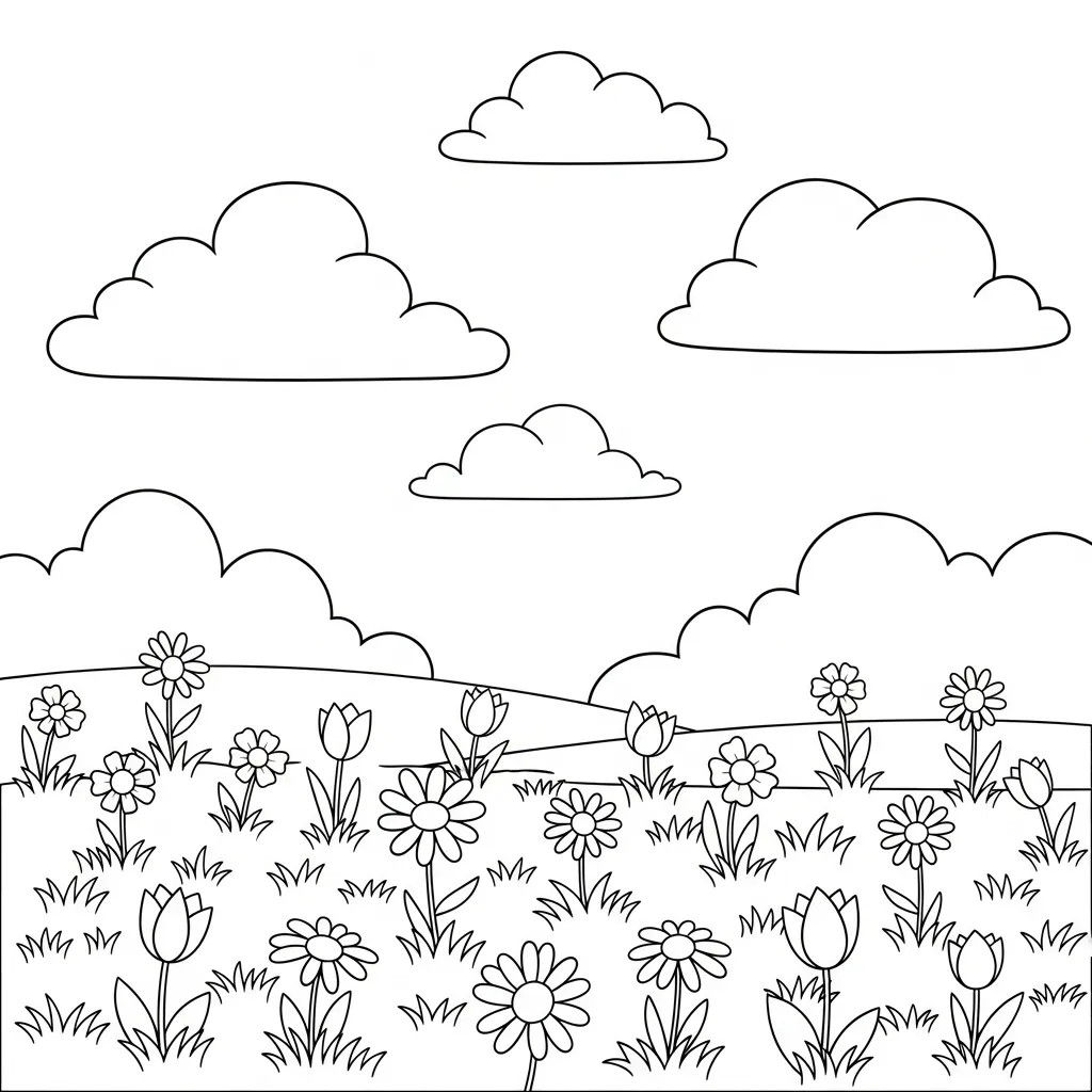 Nubes 3 para colorear para niño para imprimir