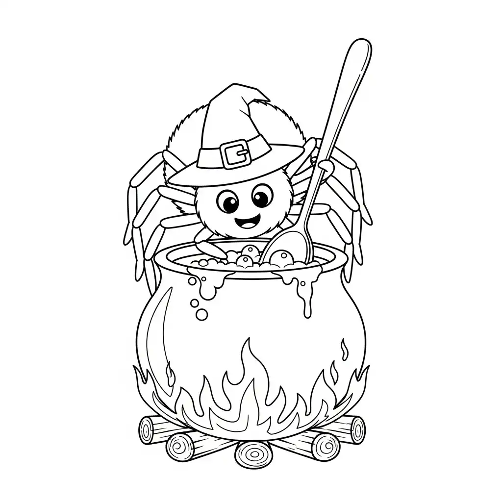 Araña de Halloween para colorear para niño de 8 años