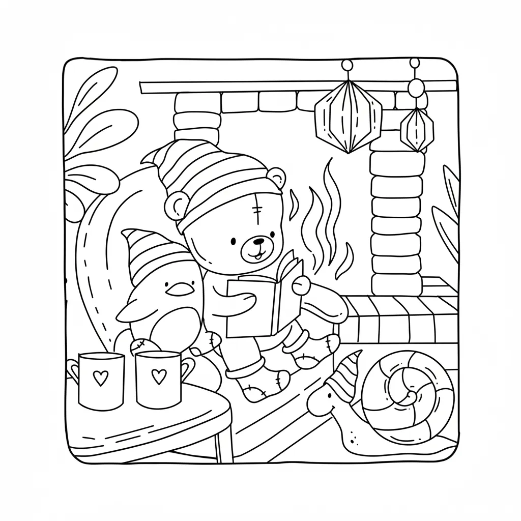Autumn Hygge 14 para colorear para imprimir para niños