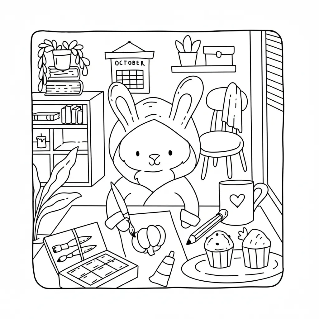 Autumn Hygge 3 para colorear para niños para imprimir gratis