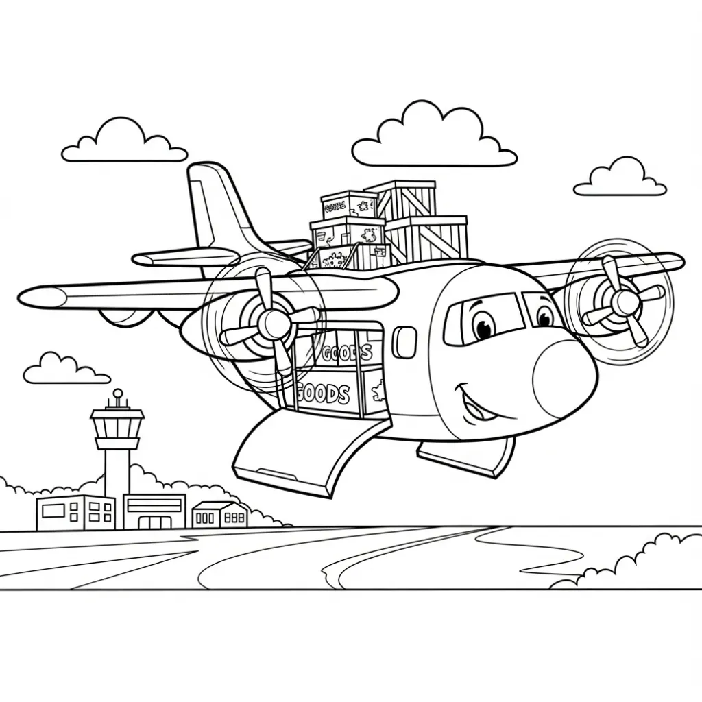 Avión 10 para colorear en línea para niño