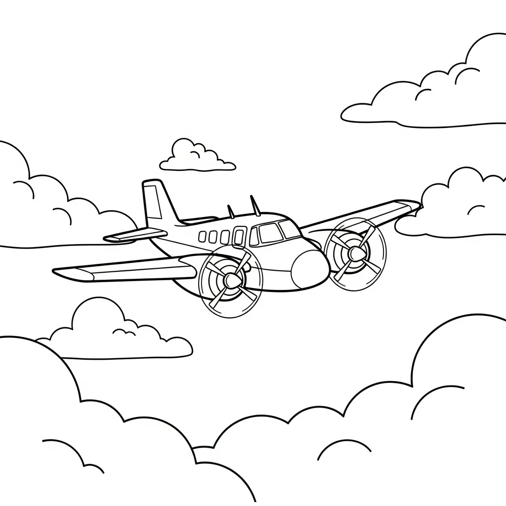 Avión 12 para colorear para niños para imprimir