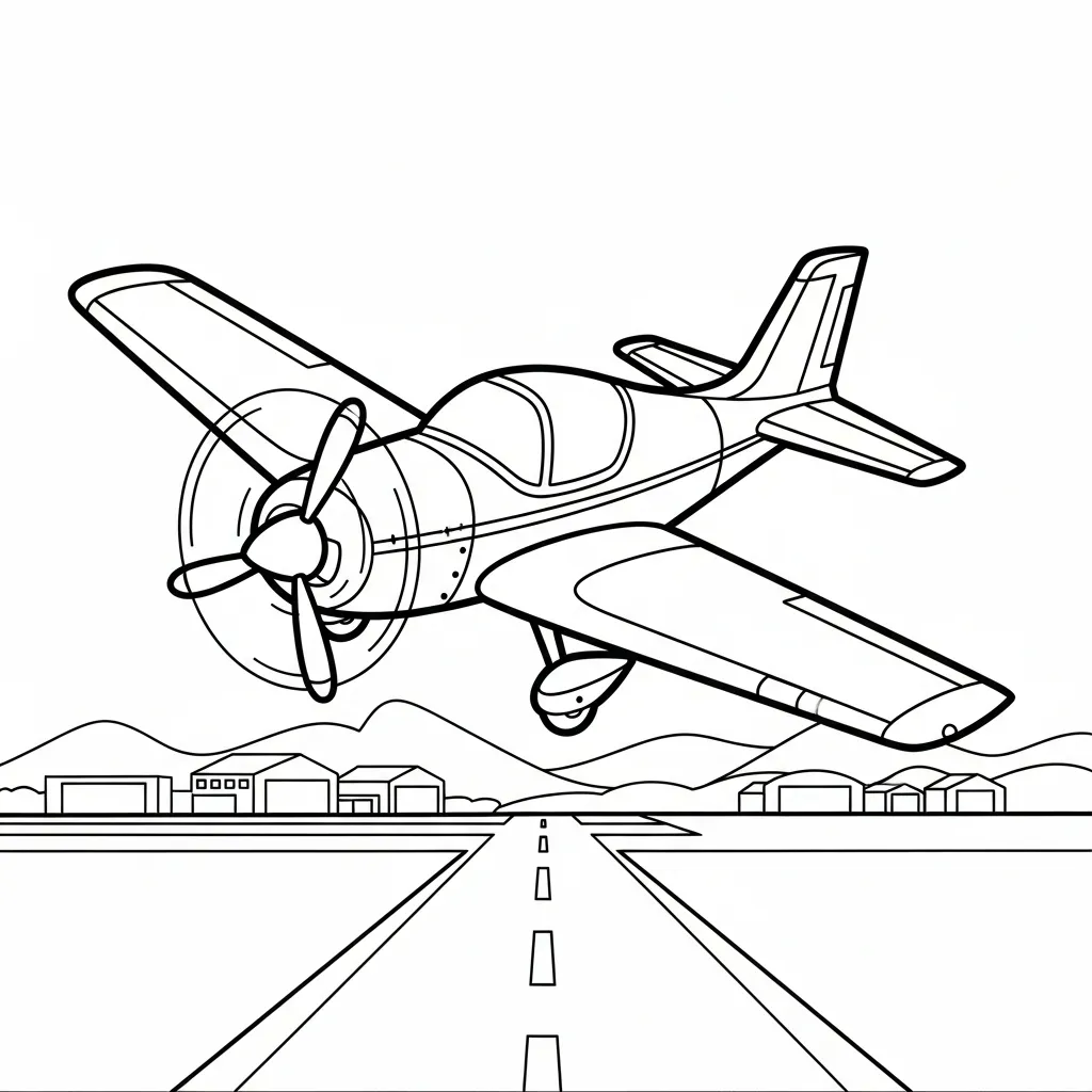 Avión 3 para colorear para imprimir para niño de 4 años