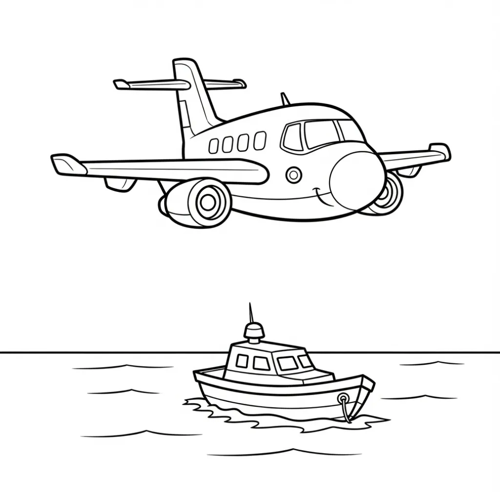 Avión 4 para colorear para imprimir para niño de 7 años