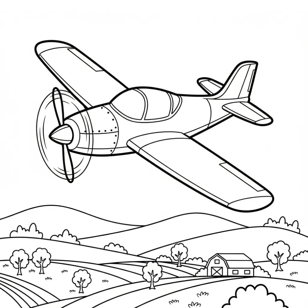 Avión 8 para colorear para imprimir gratis