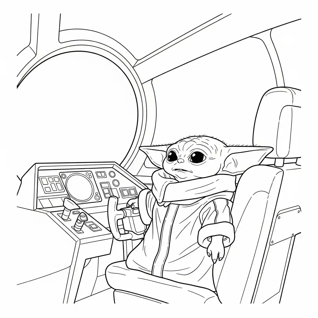 Baby Yoda para colorear para primaria