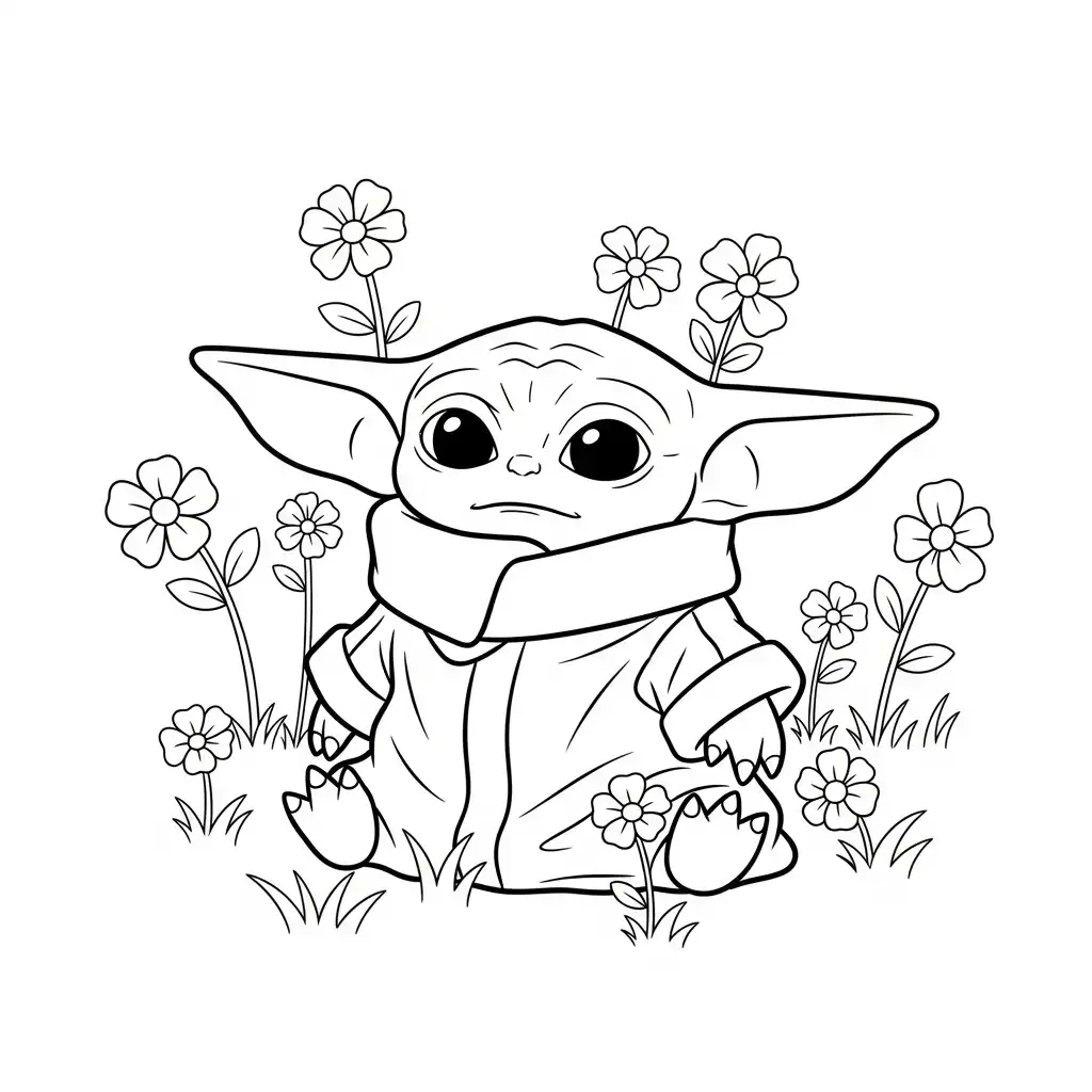 Baby Yoda para colorear y aprendizaje