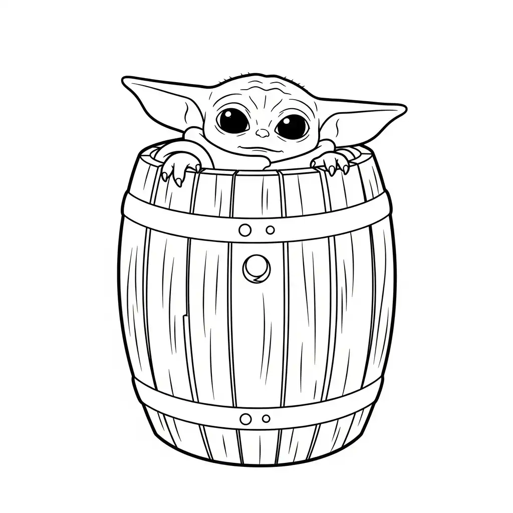 Baby Yoda para colorear para niños para descargar