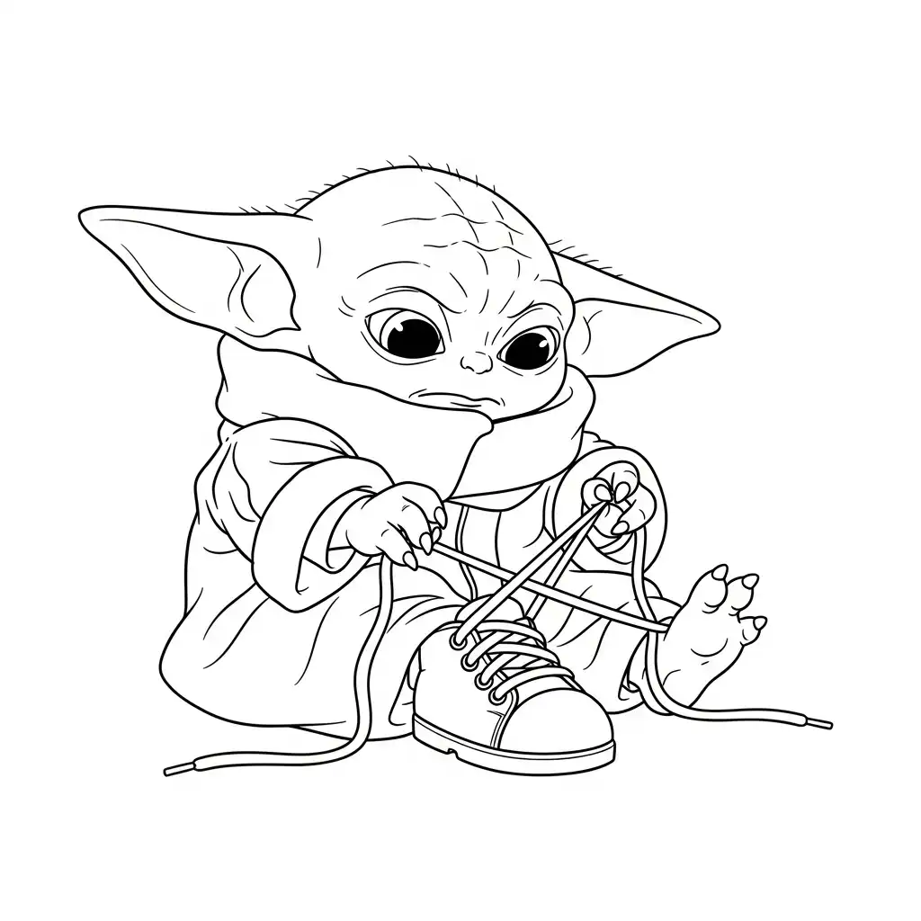 Baby Yoda para colorear y aprendizaje 1