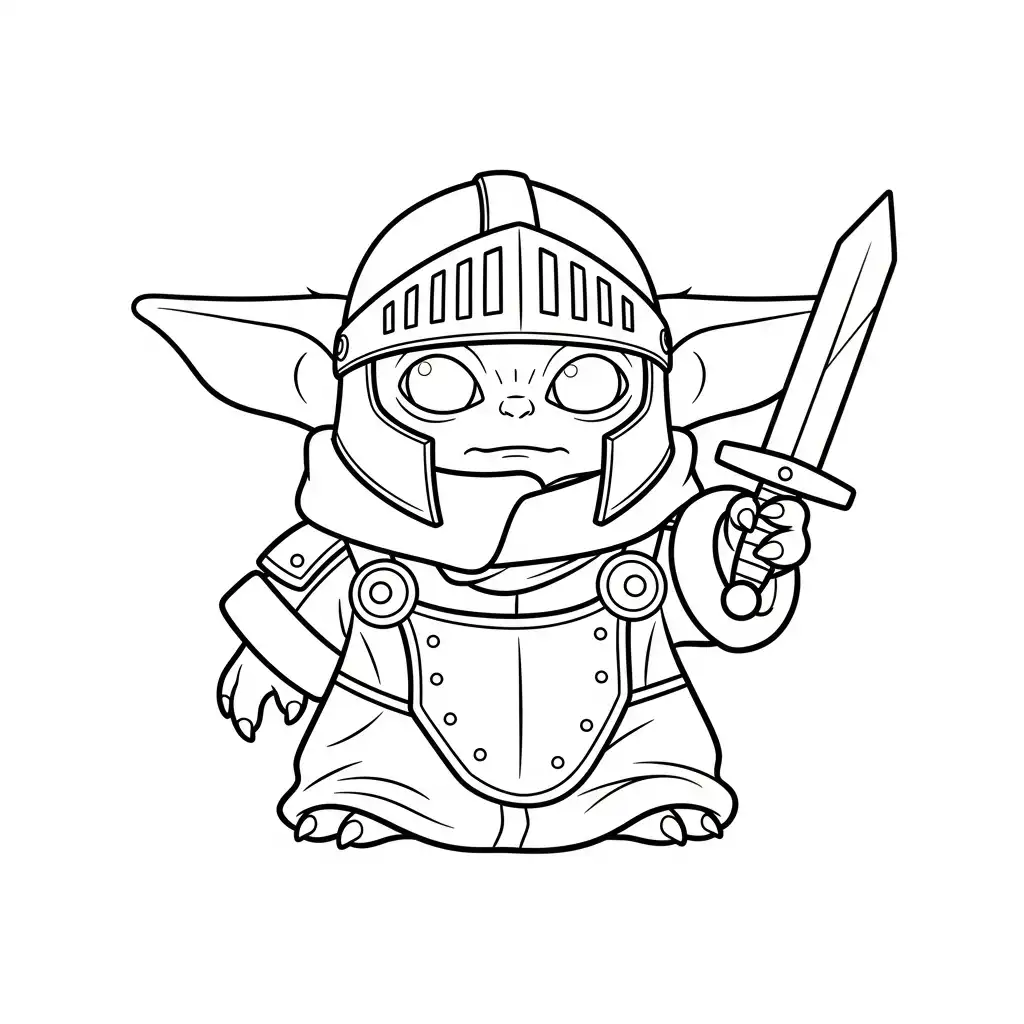 Baby Yoda para colorear para imprimir para niño de 8 años