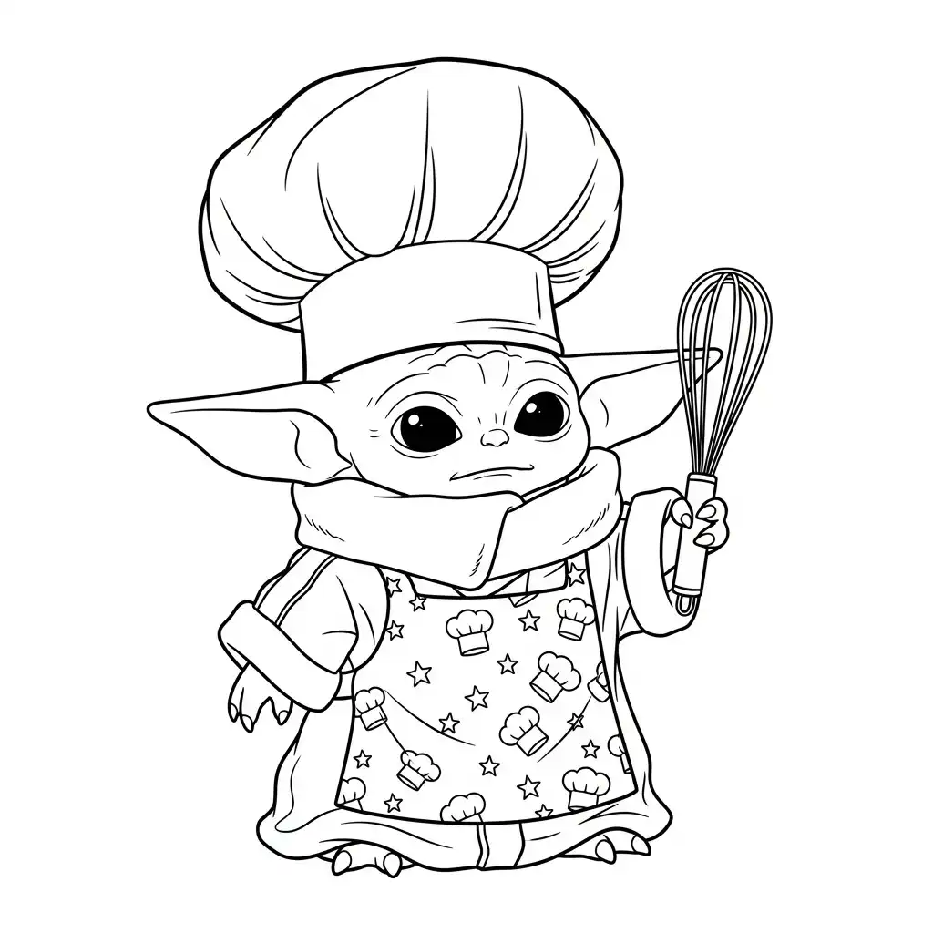 Baby Yoda para colorear en línea gratis