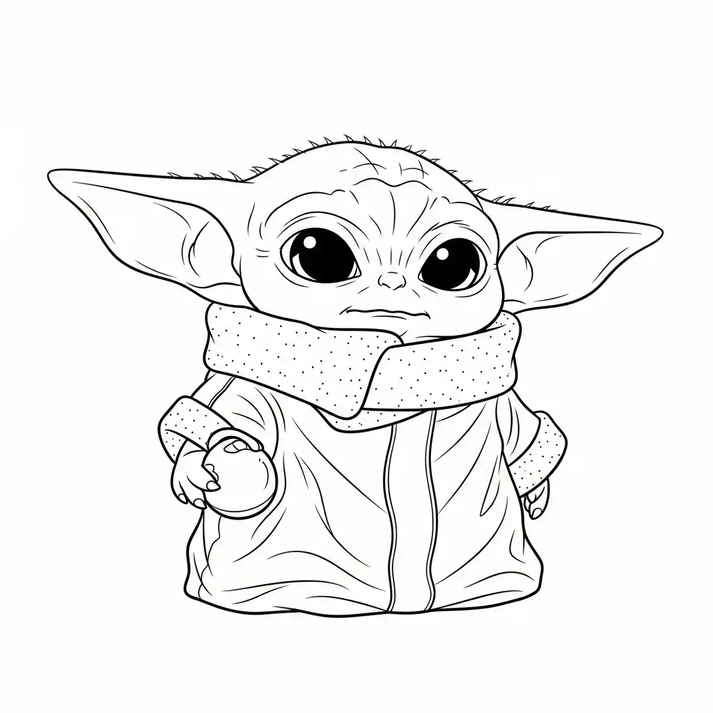Baby Yoda para colorear para niño de 5 años