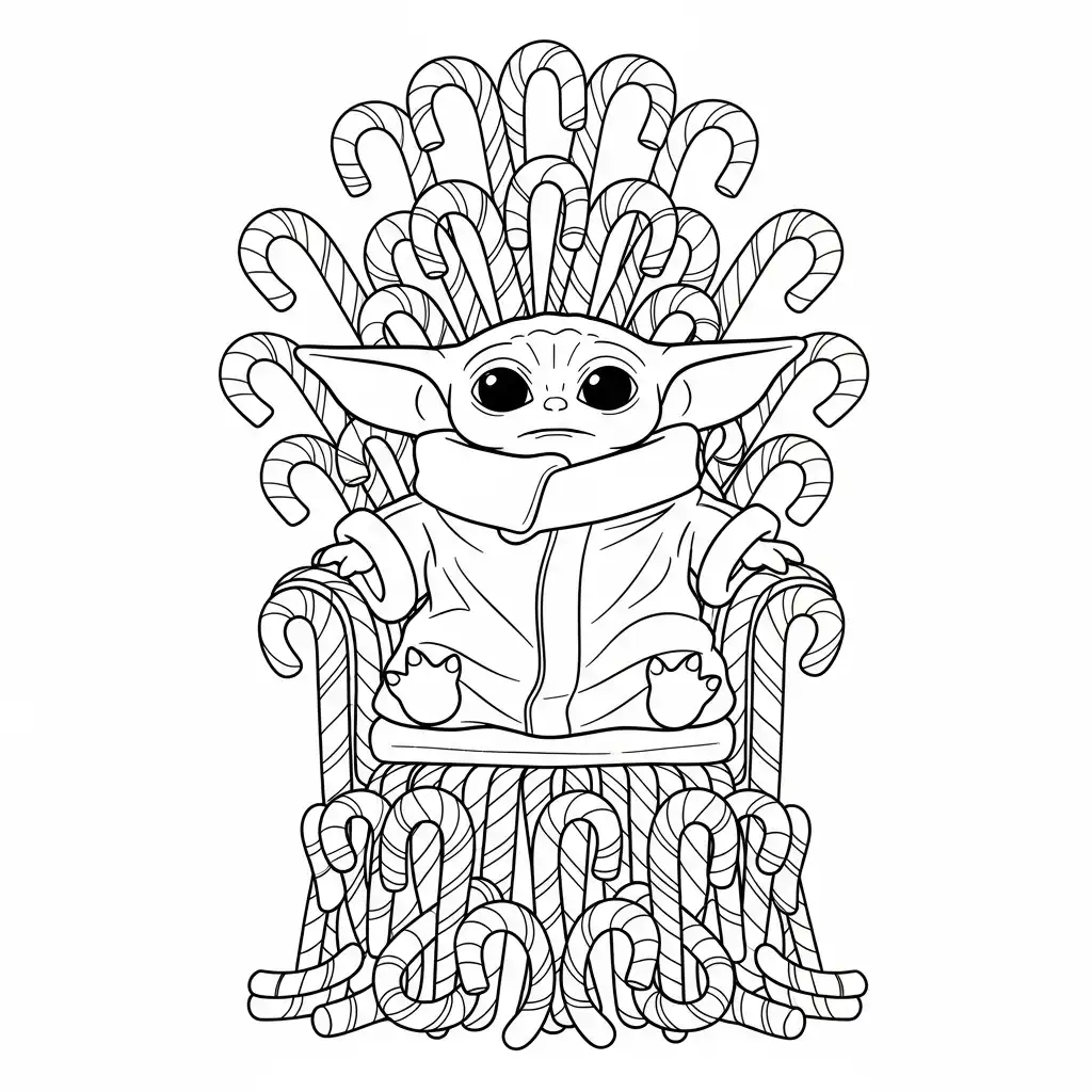 imprimir Baby Yoda para colorear