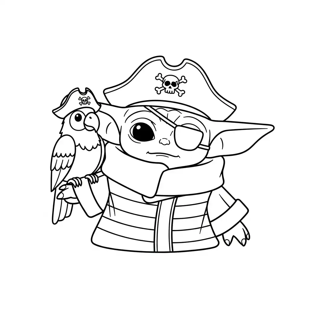 imprimir Baby Yoda para colorear 1