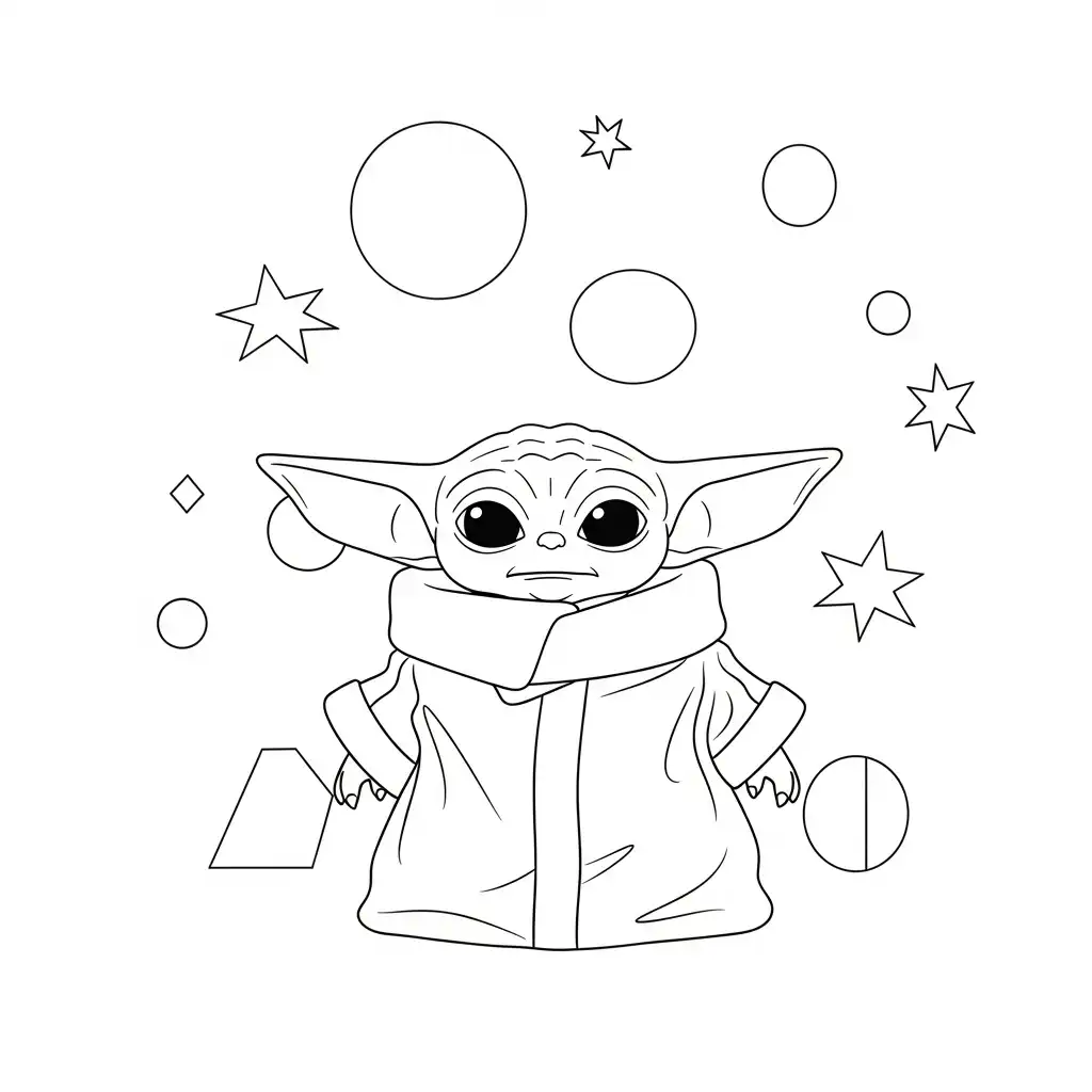 Baby Yoda para colorear para imprimir para niño de 2 años