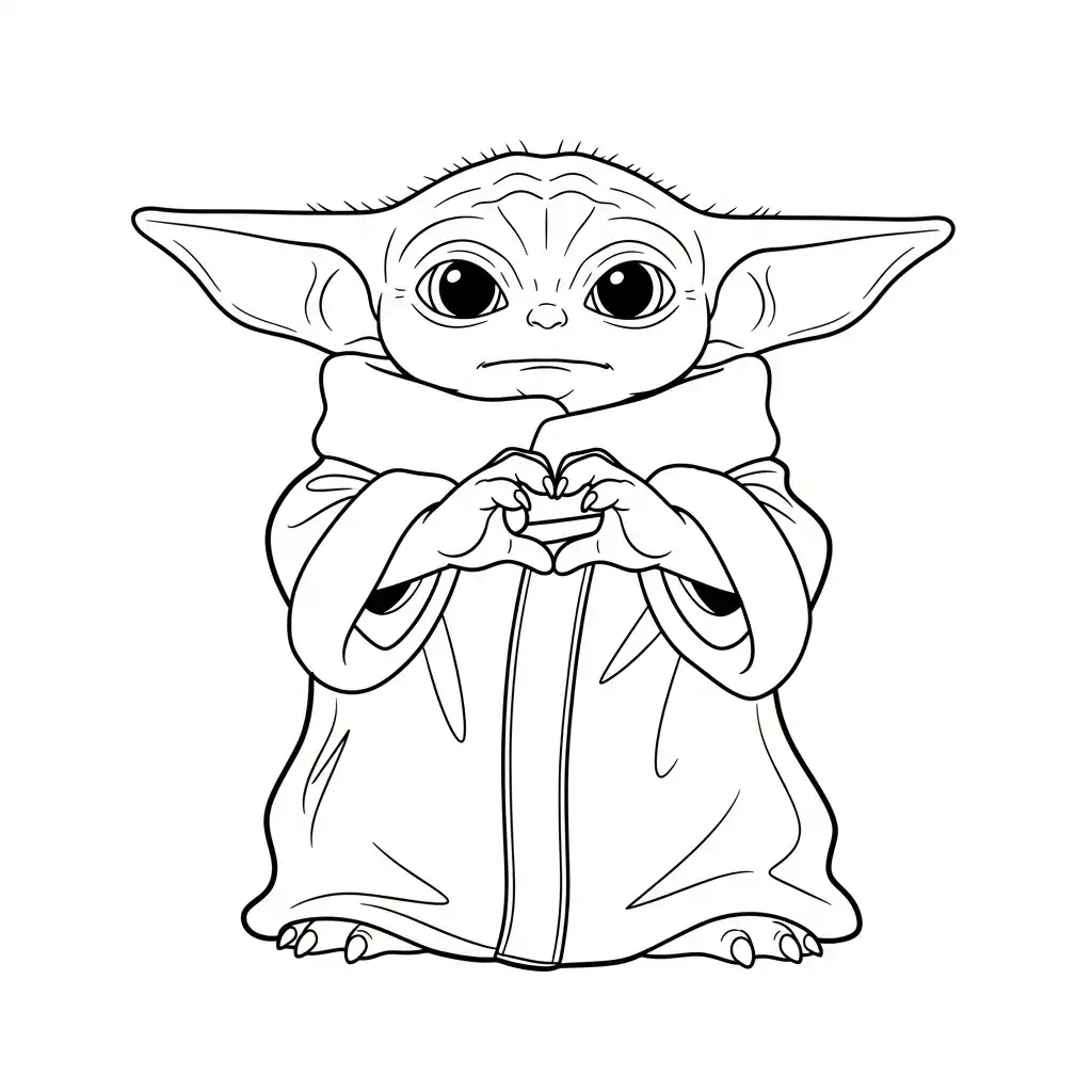 imprimir Baby Yoda para colorear para niño