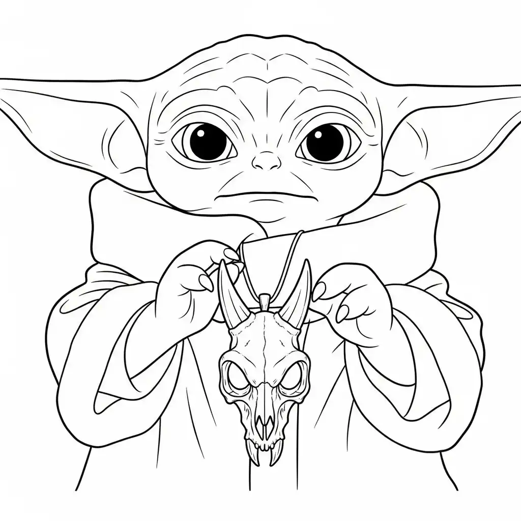 Baby Yoda para colorear para niño de 6 años