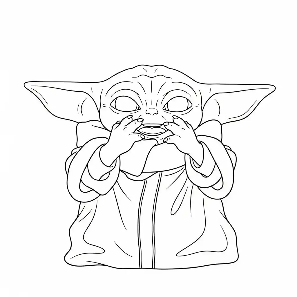 Baby Yoda para colorear para imprimir kawaii