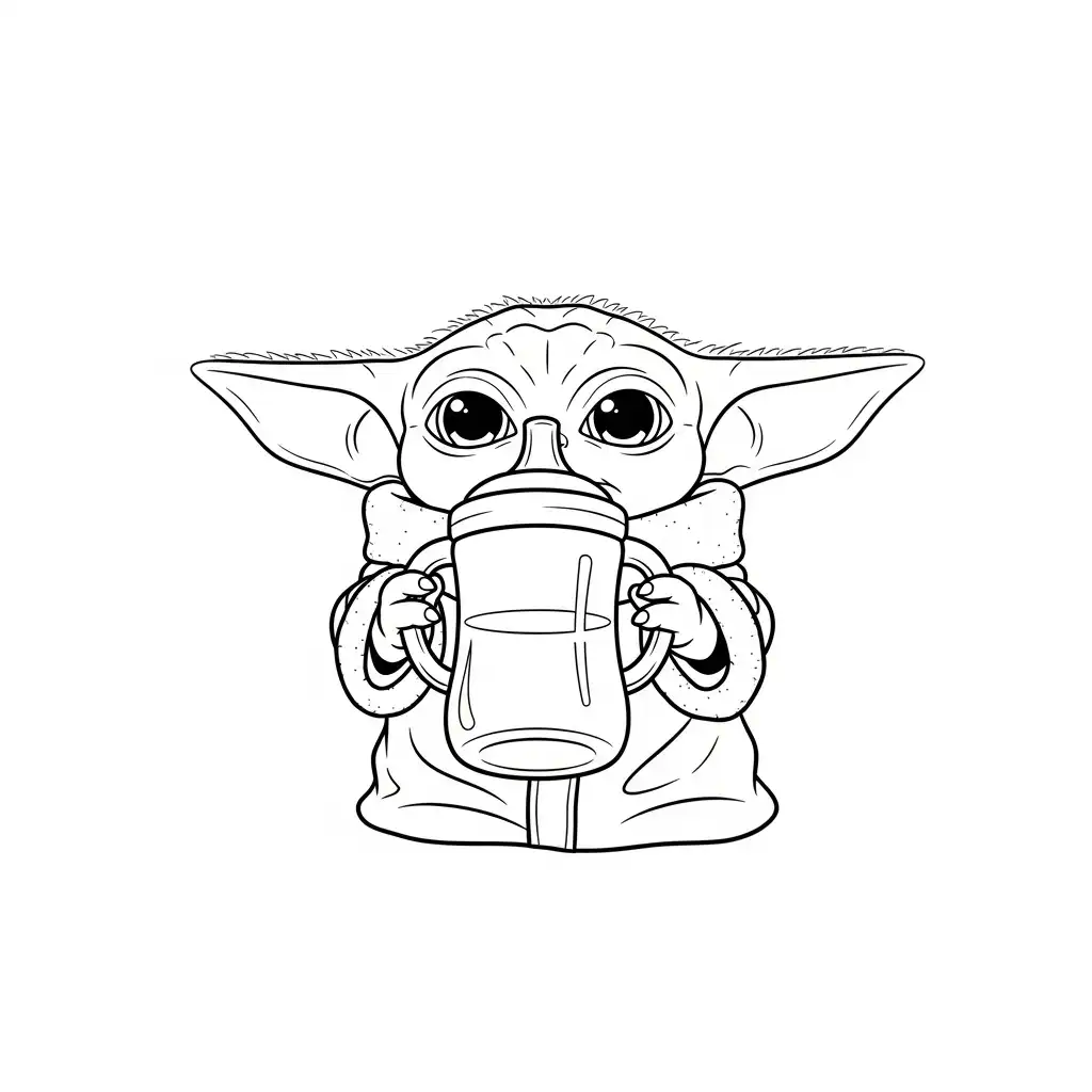 Baby Yoda para colorear para niño de 4 años