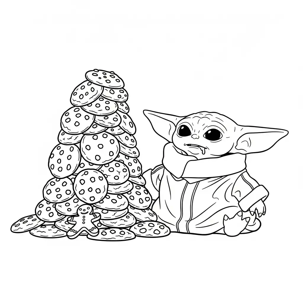 Baby Yoda para colorear para imprimir para niño de 9 años