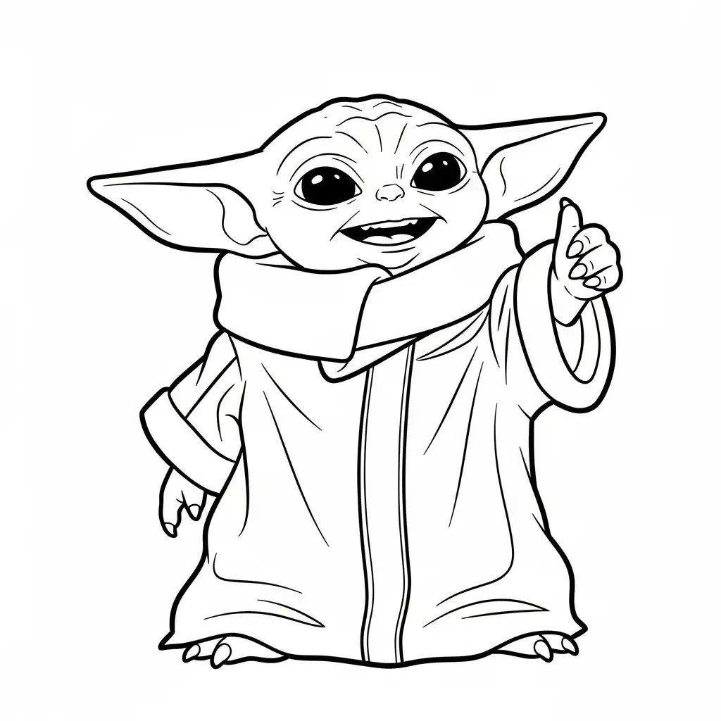 Baby Yoda para colorear para niños para imprimir