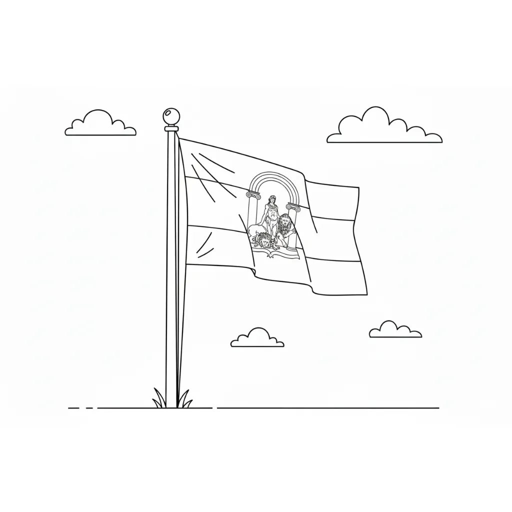 Bandera De Andalucía 6 para colorear de para niños