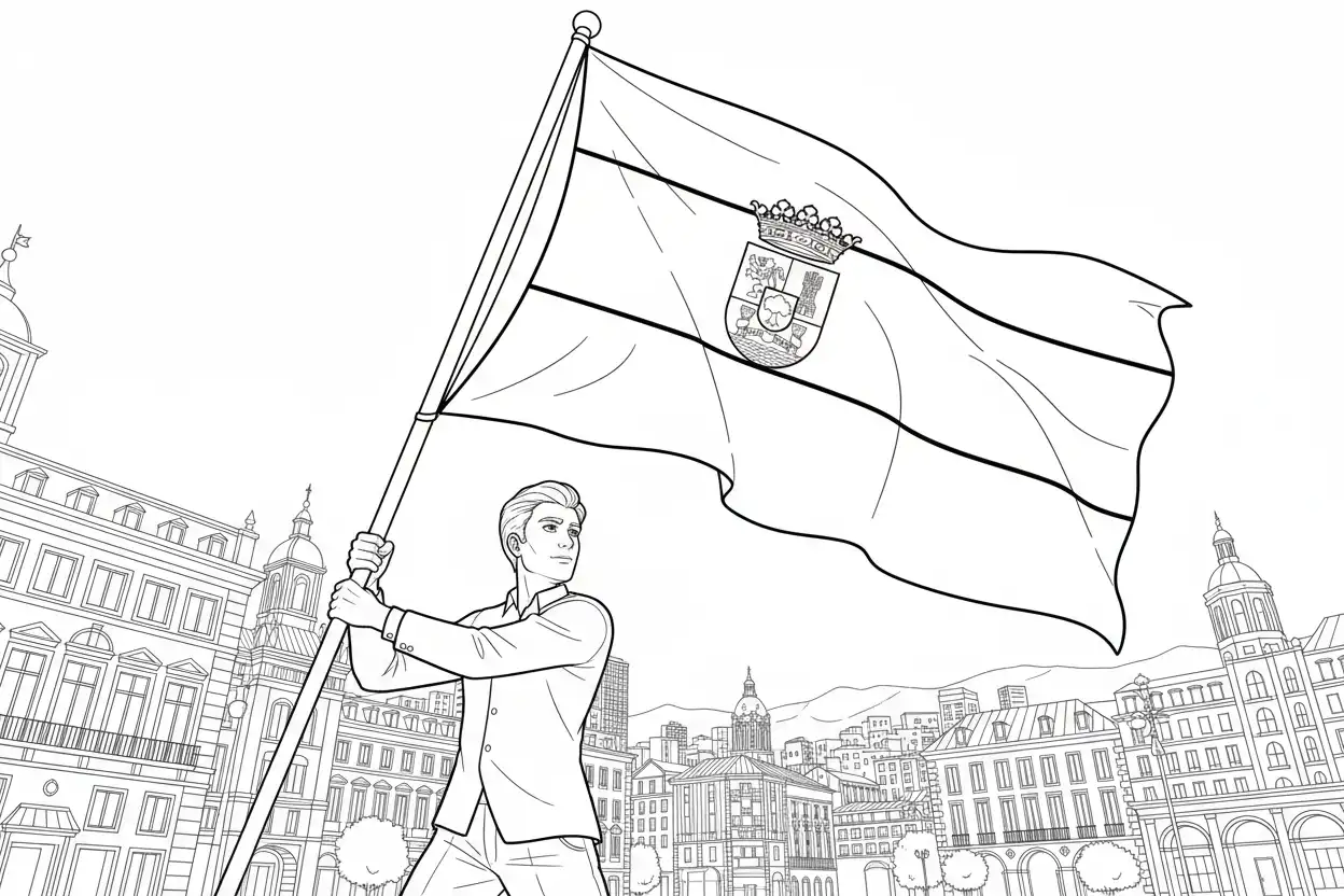 Bandera De Extremadura para colorear para niño de para imprimir