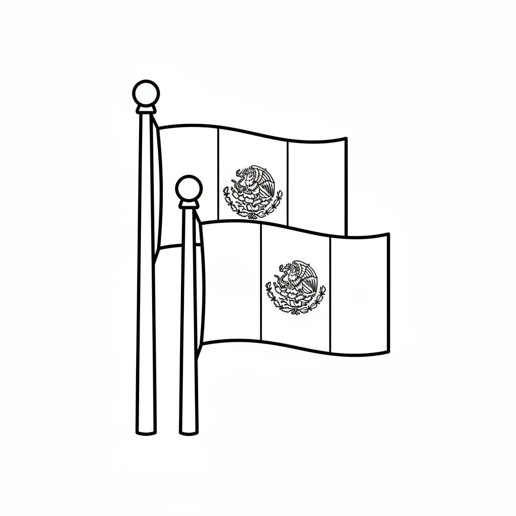 Bandera De México 1 para colorear para imprimir pdf gratis