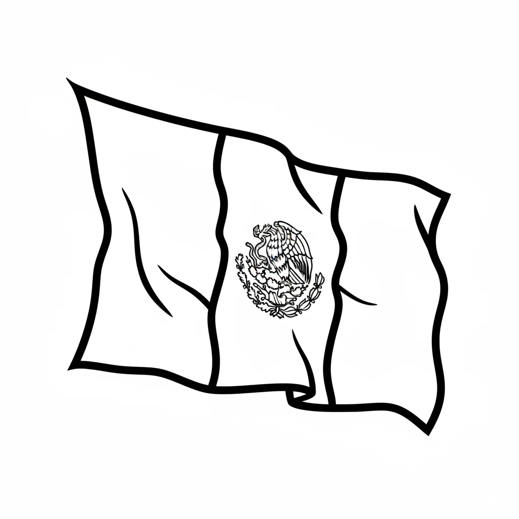 Bandera De México 14 para colorear para imprimir para niño de 4 años