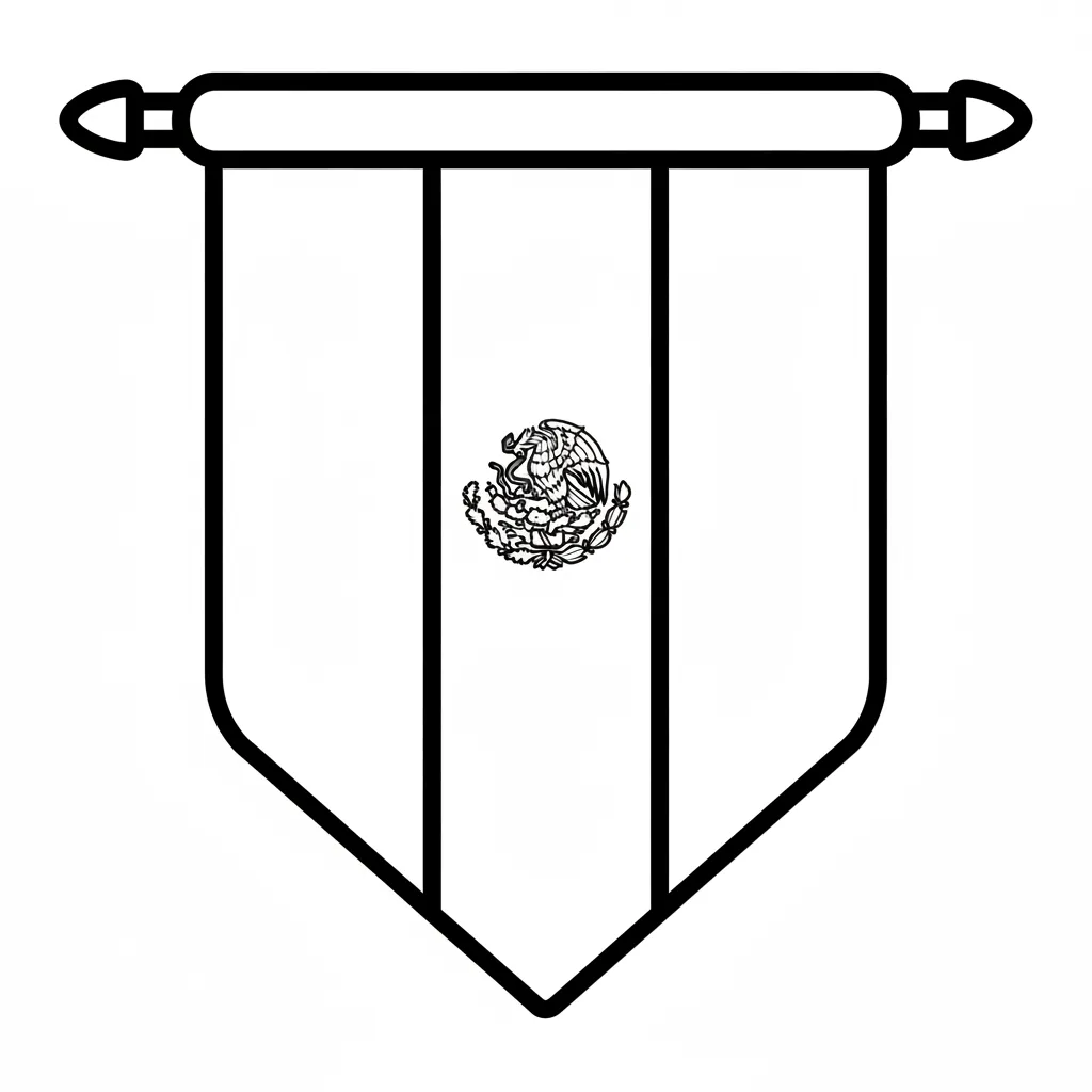 imagen de Bandera De México 16 para colorear para niño