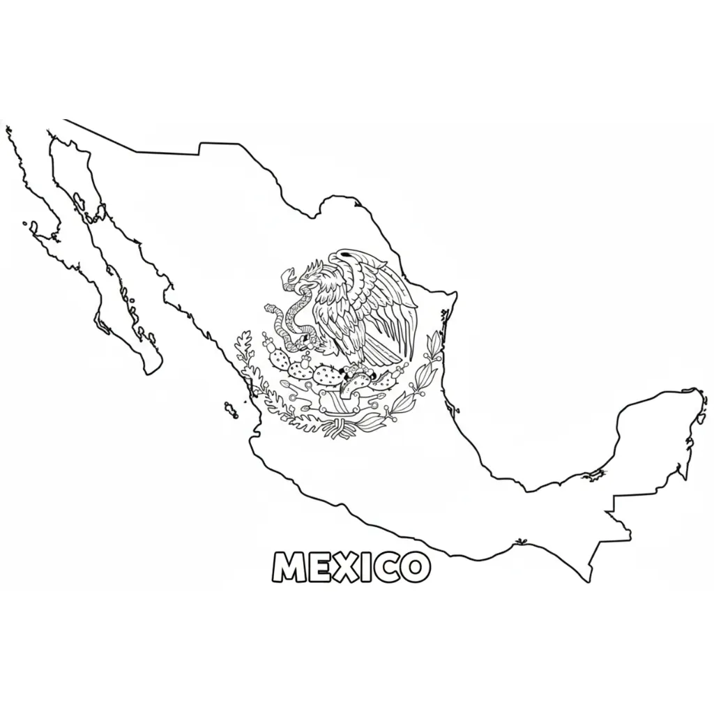 imprimir Bandera De México 4 para colorear para niño