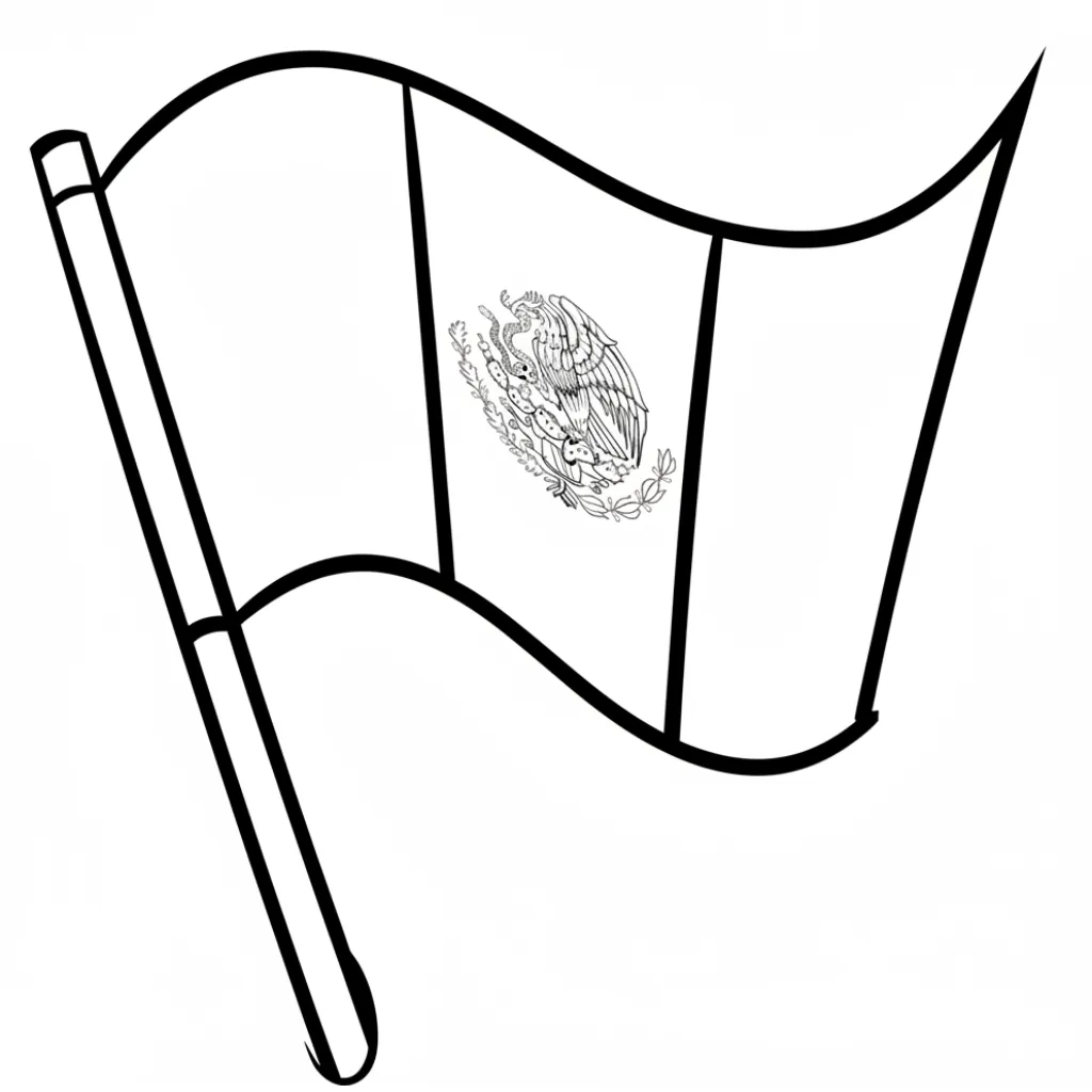 Bandera De México 6 para colorear gratis en línea