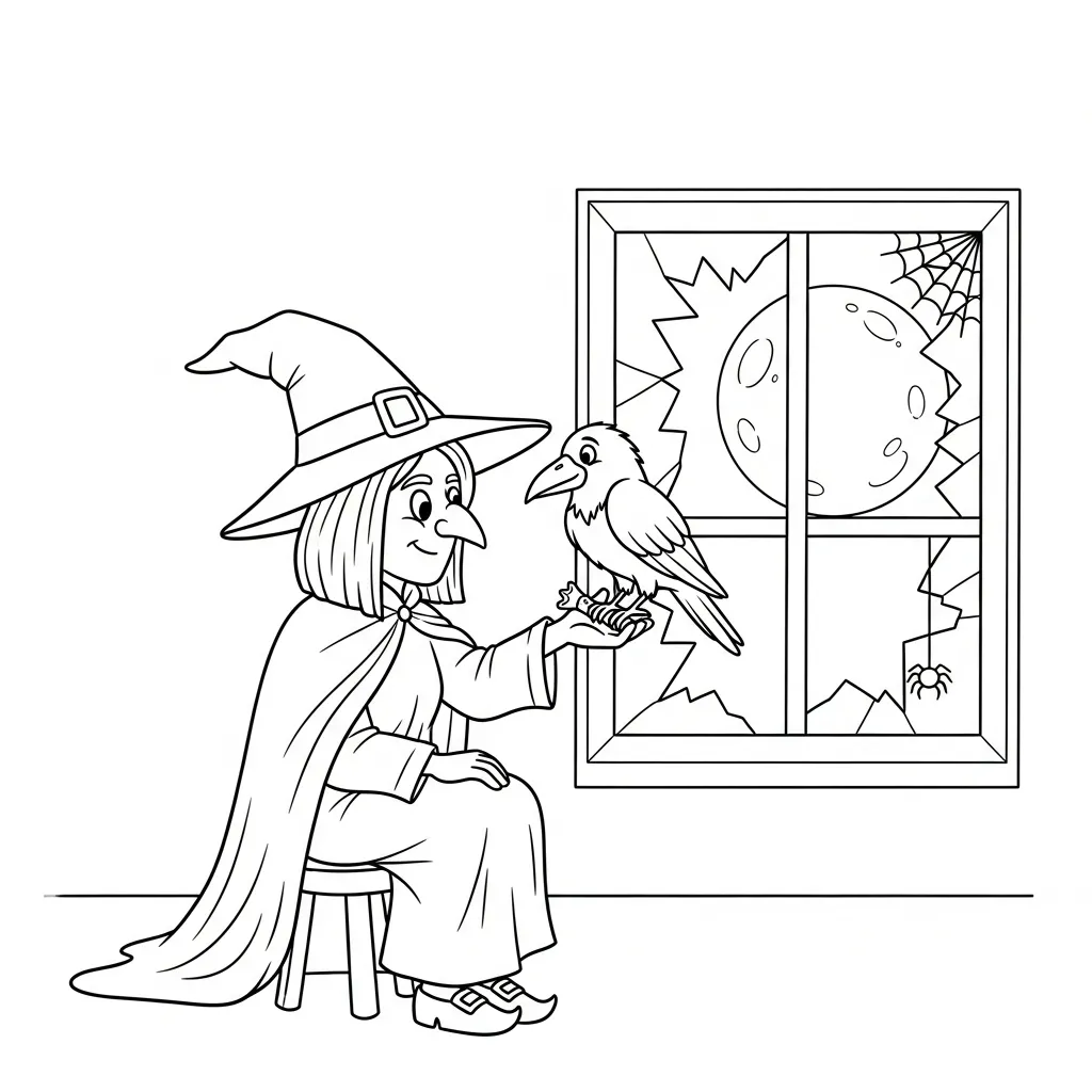 Bruja 1 para colorear para imprimir