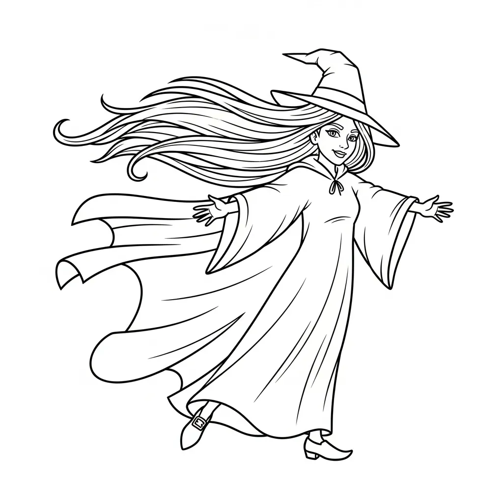 Bruja 10 para colorear para imprimir a4