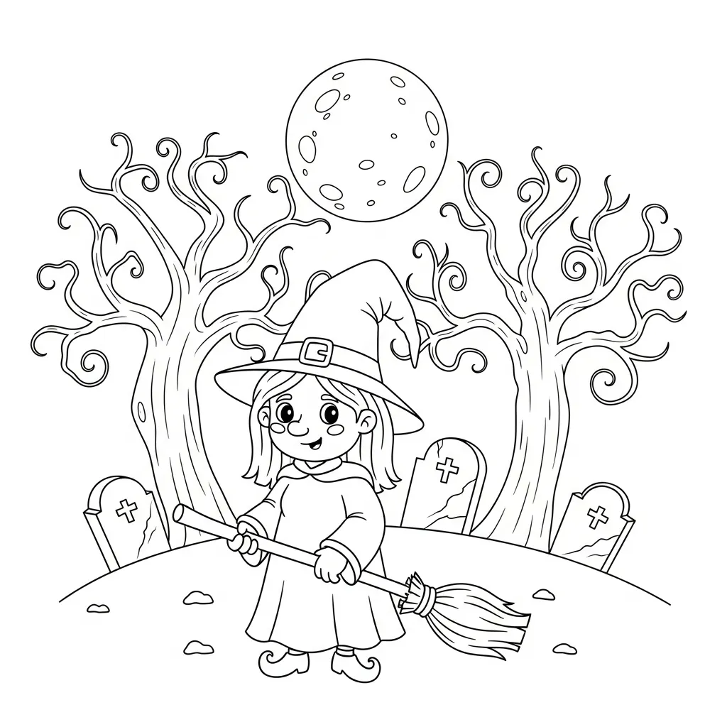 Bruja 13 para colorear para primaria