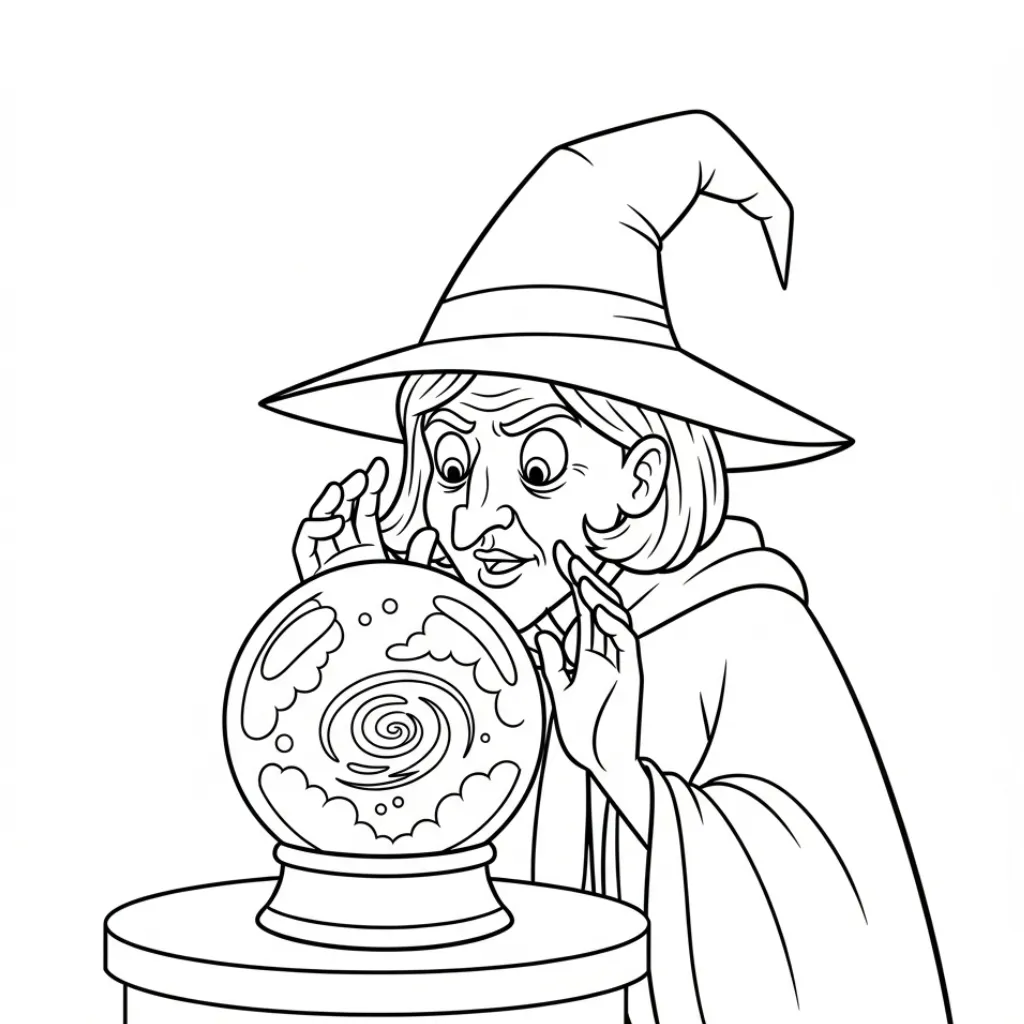 imprimir Bruja 3 para colorear para niño