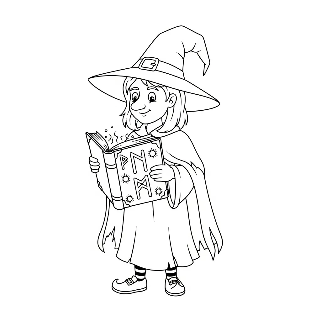 Bruja 6 para colorear y recortar